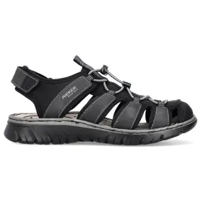 Rieker 26770-00 men's comfortable black built-in sandals