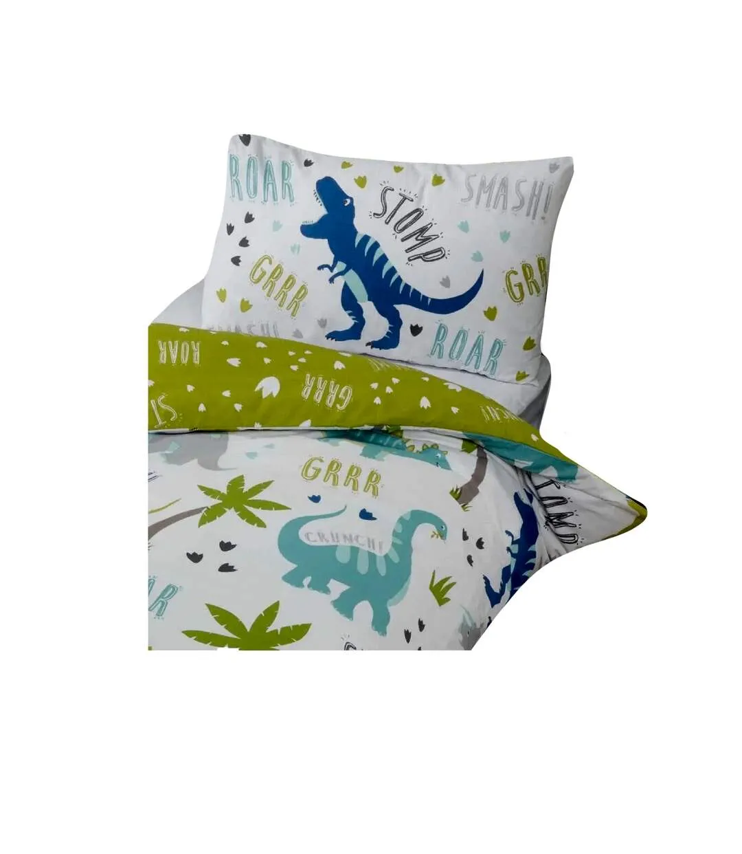 Roarsome dinosaur duvet cover set white/green/blue Rapport