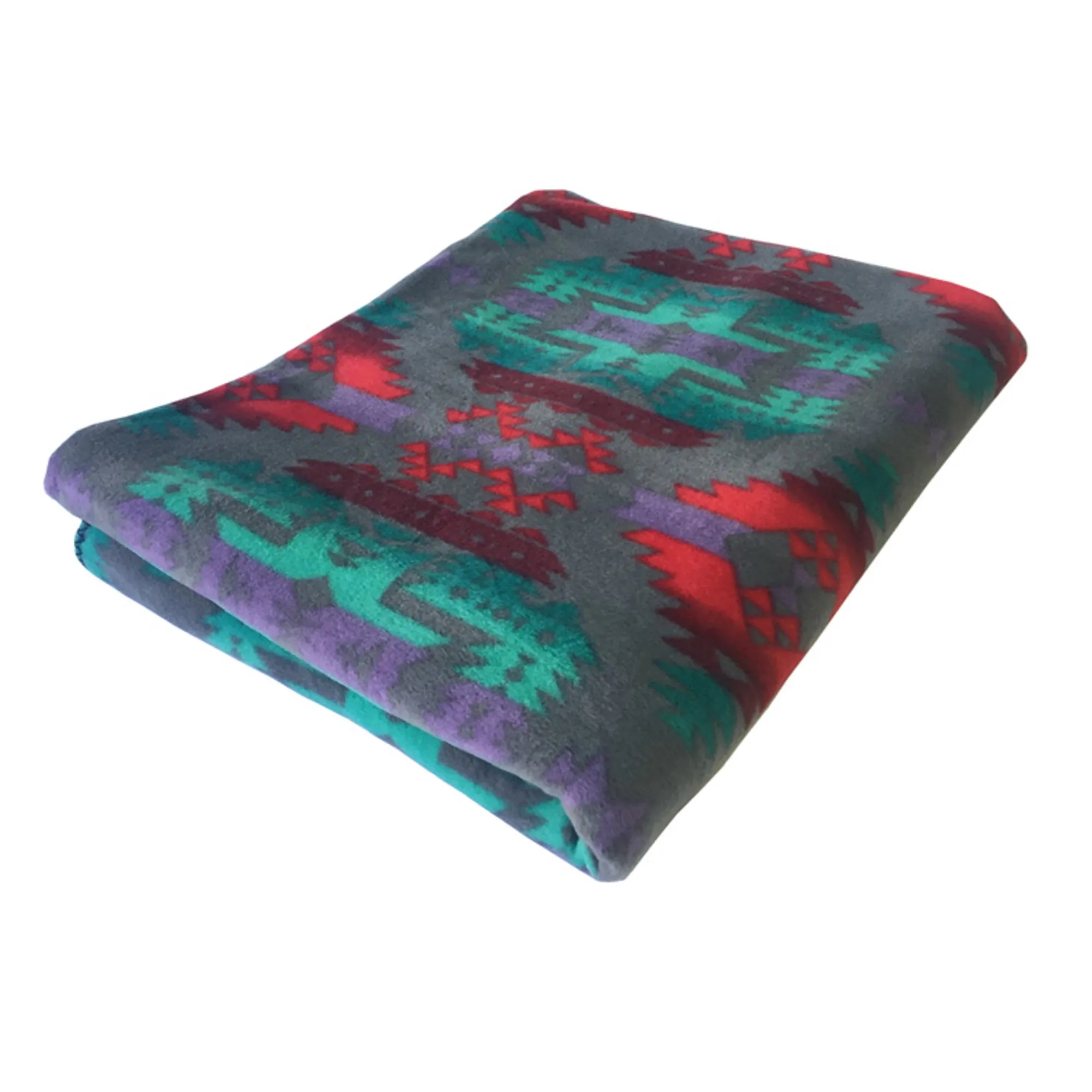 Rockmount Gray Multi Fleece Native Print 60x72 Blanket