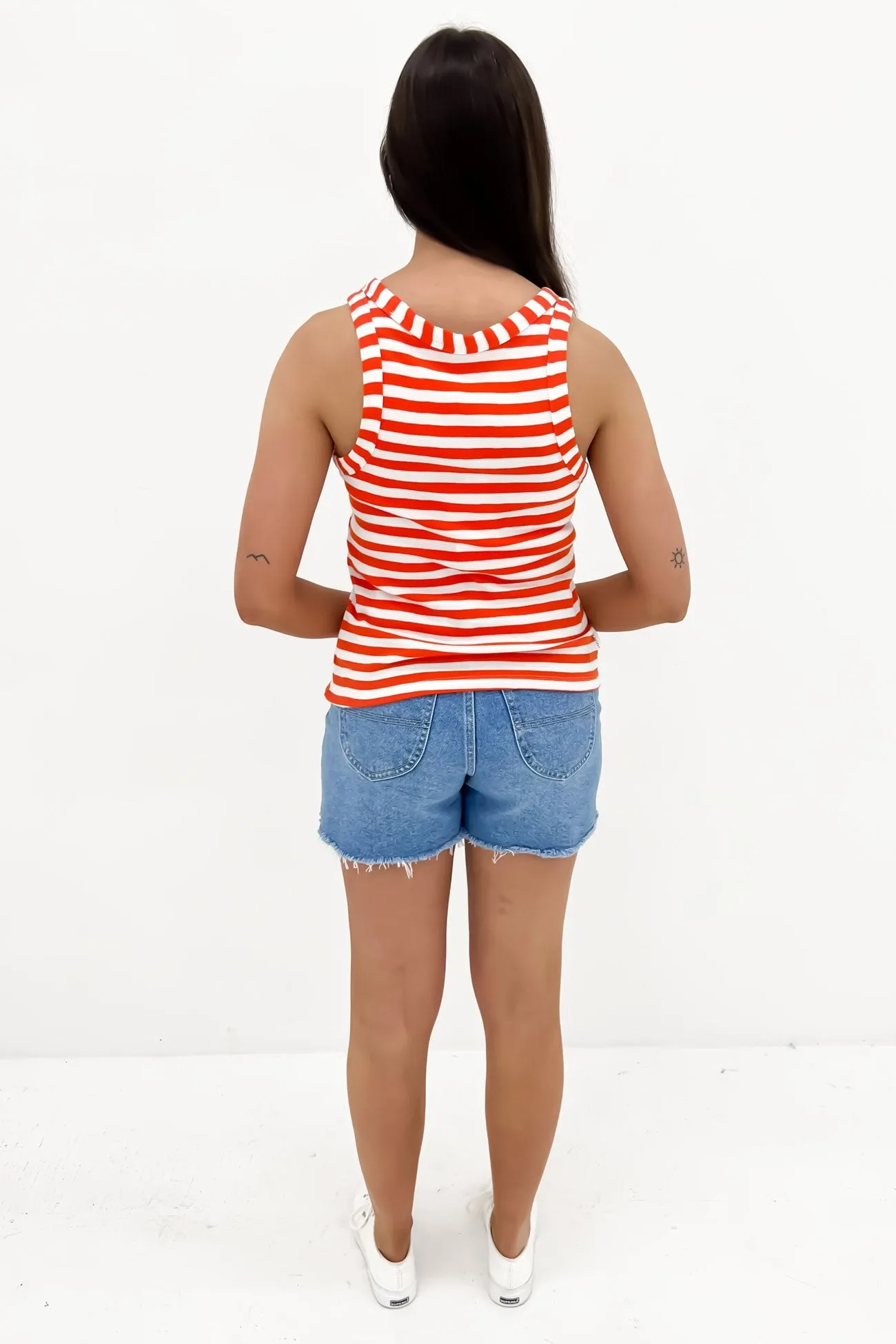 Ruth Tank Orange White Stripe