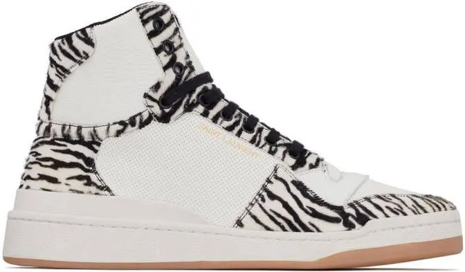 Saint Laurent zebra-print high-top sneakers White