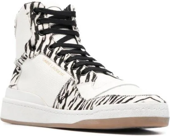 Saint Laurent zebra-print high-top sneakers White