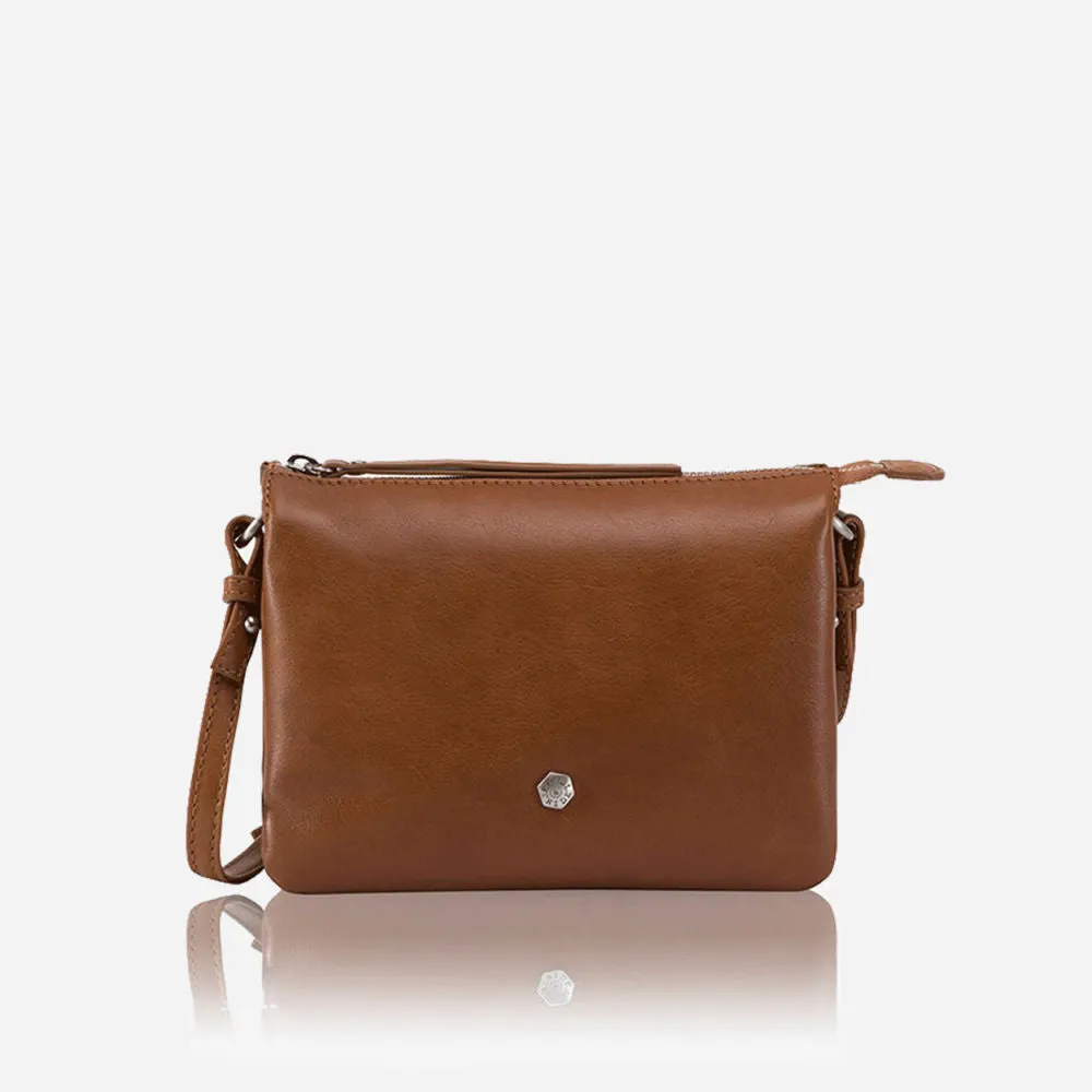 Slim Ladies Leather Crossbody, Tan