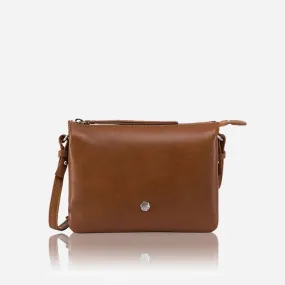 Slim Ladies Leather Crossbody, Tan