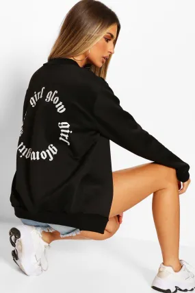 Slogan Back Print Bomber Jacket