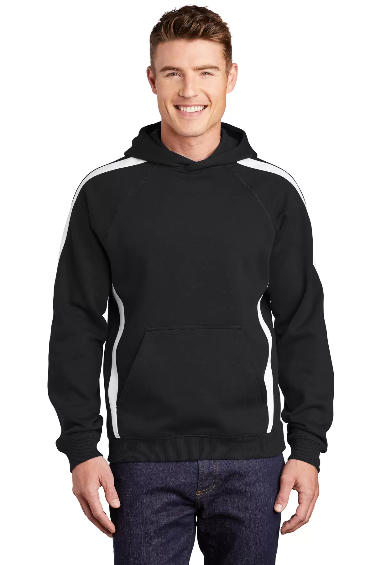 Sport Tek ST265 Sport-Tek Sleeve Stripe Pullover Hooded Sweatshirt SKU: ST265