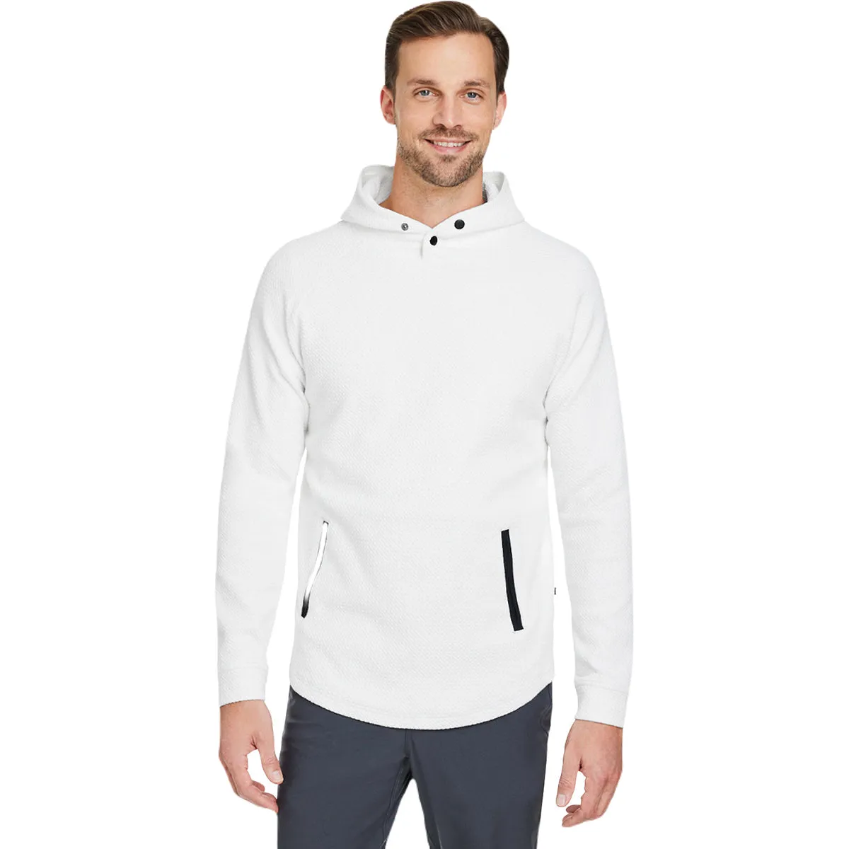 Swannies Golf Unisex White/Black Camden Hooded Pullover