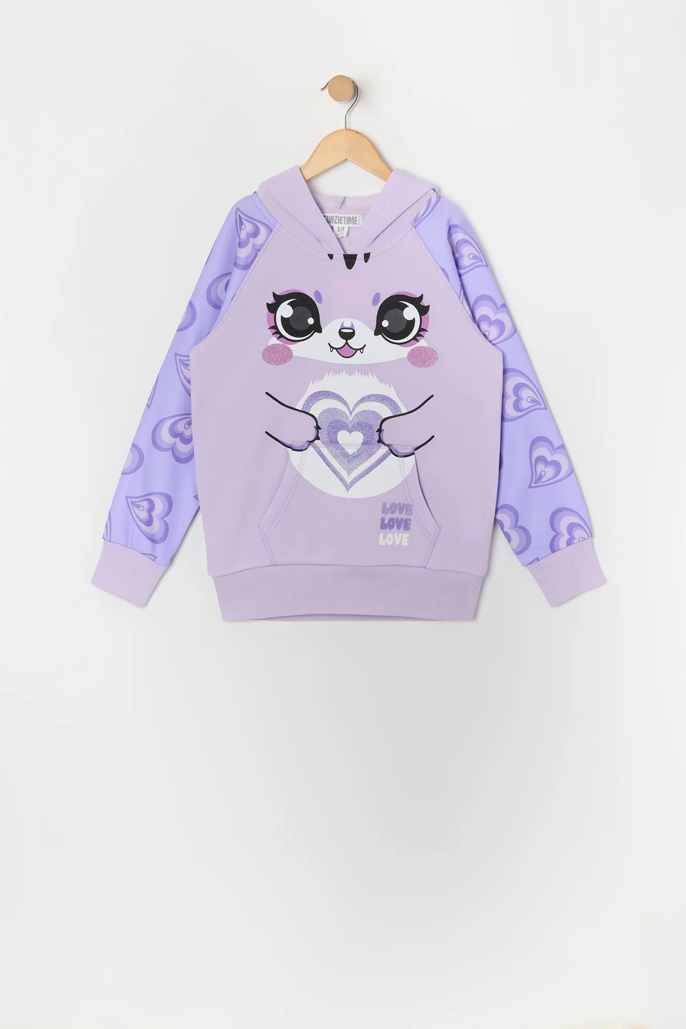 Urban Kids Girls Heart Fox Character Hoodie