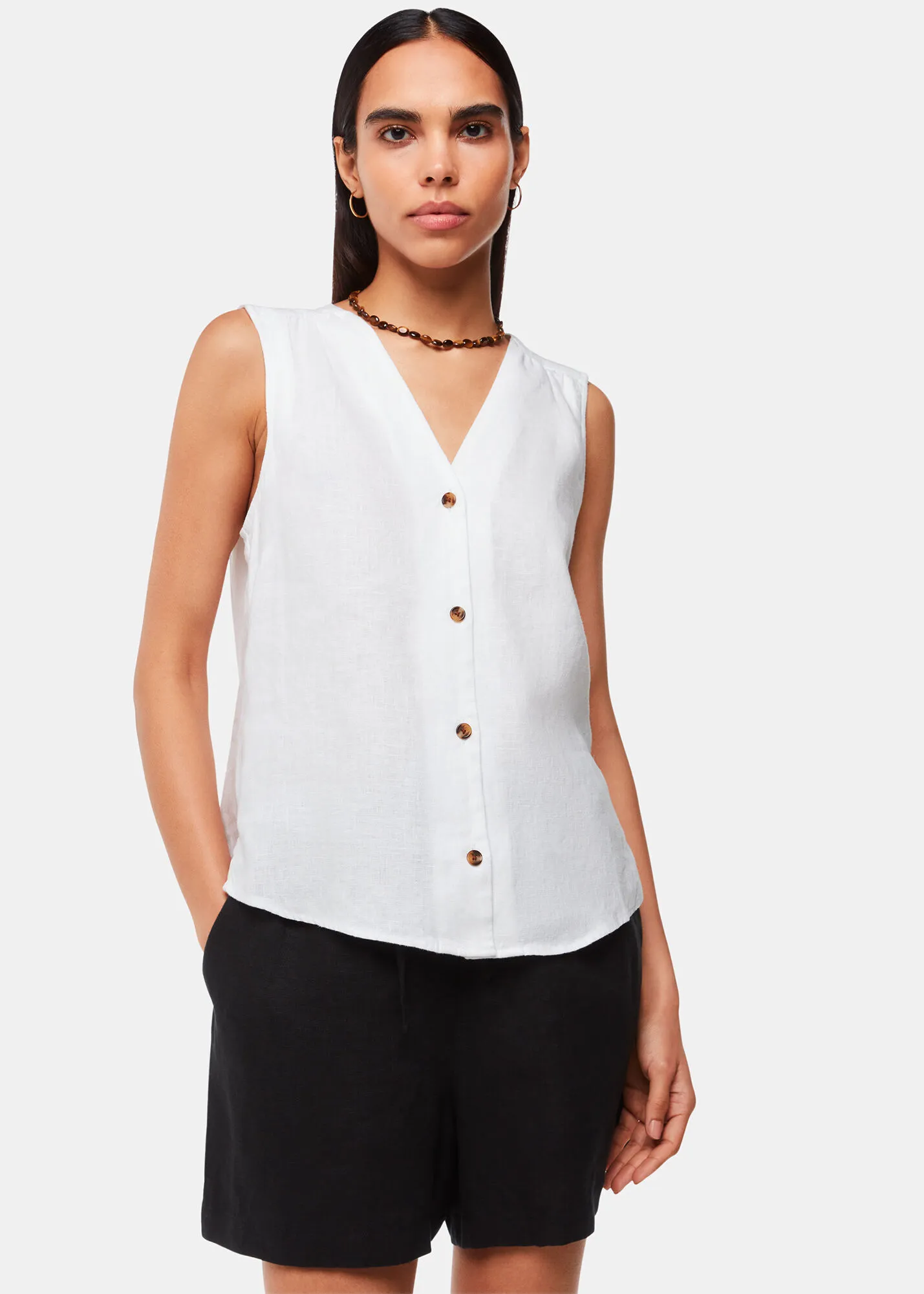 White Laura Linen Tank