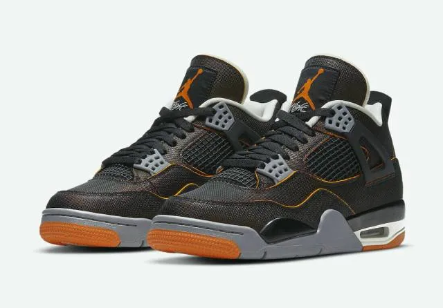 Wmns Nike Air Jordan 4 IV Retro Starfish 12 Black Orange...