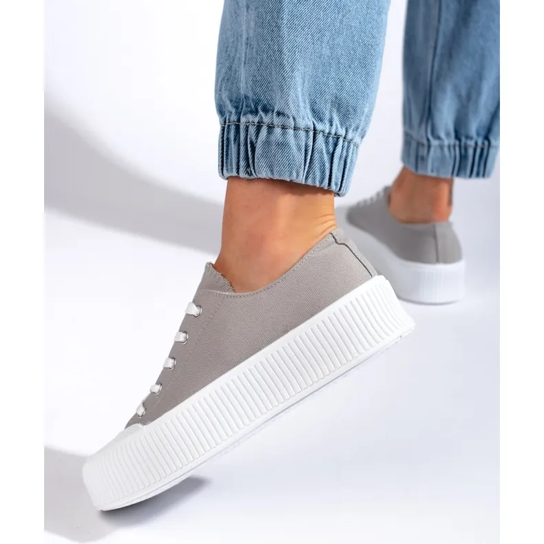 Women's gray platform sneakers grey