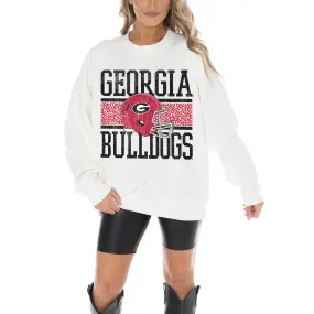 Women's Gameday Couture White Georgia Bulldogs Fair Catch Pullover Sweatshirt