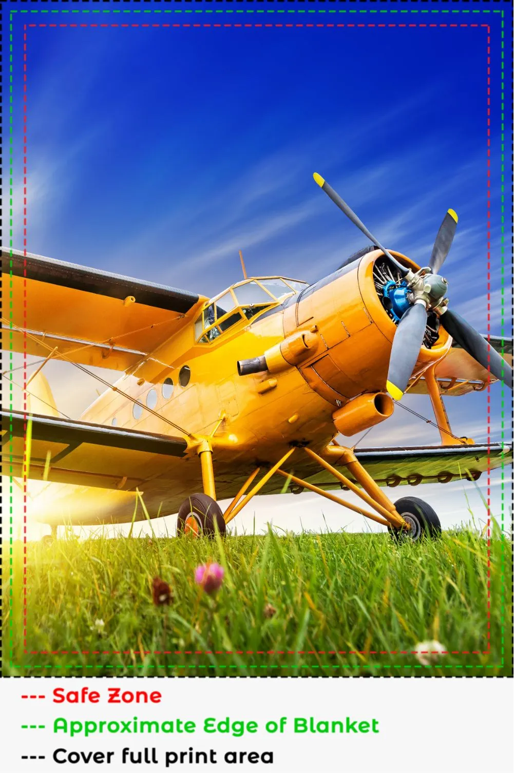 Yellow Biplane Sunset Blanket