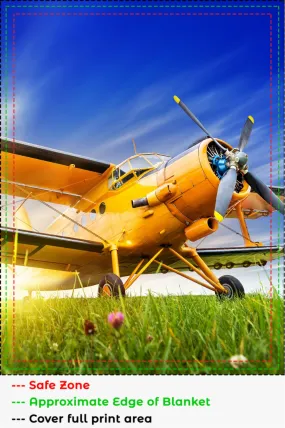 Yellow Biplane Sunset Blanket