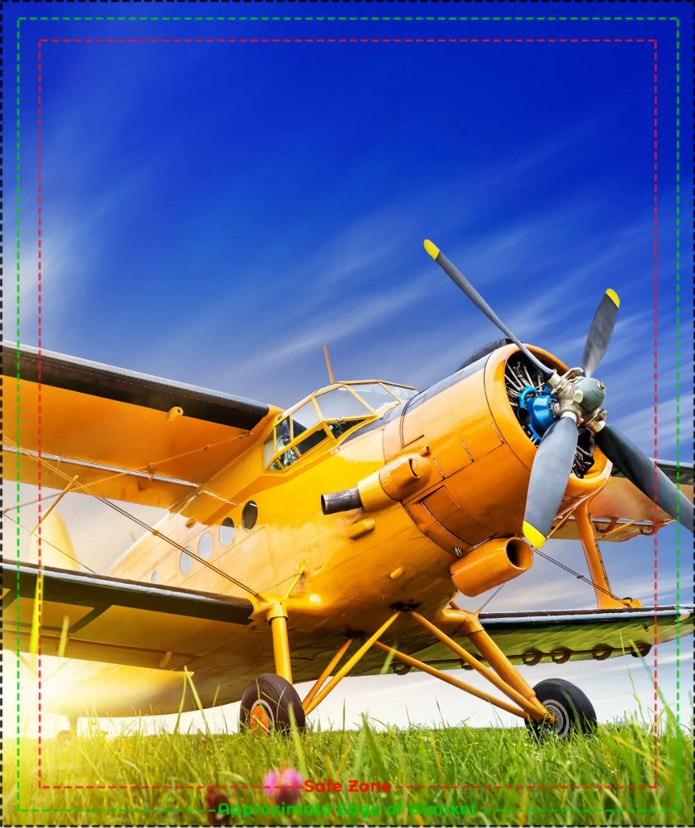 Yellow Biplane Sunset Blanket