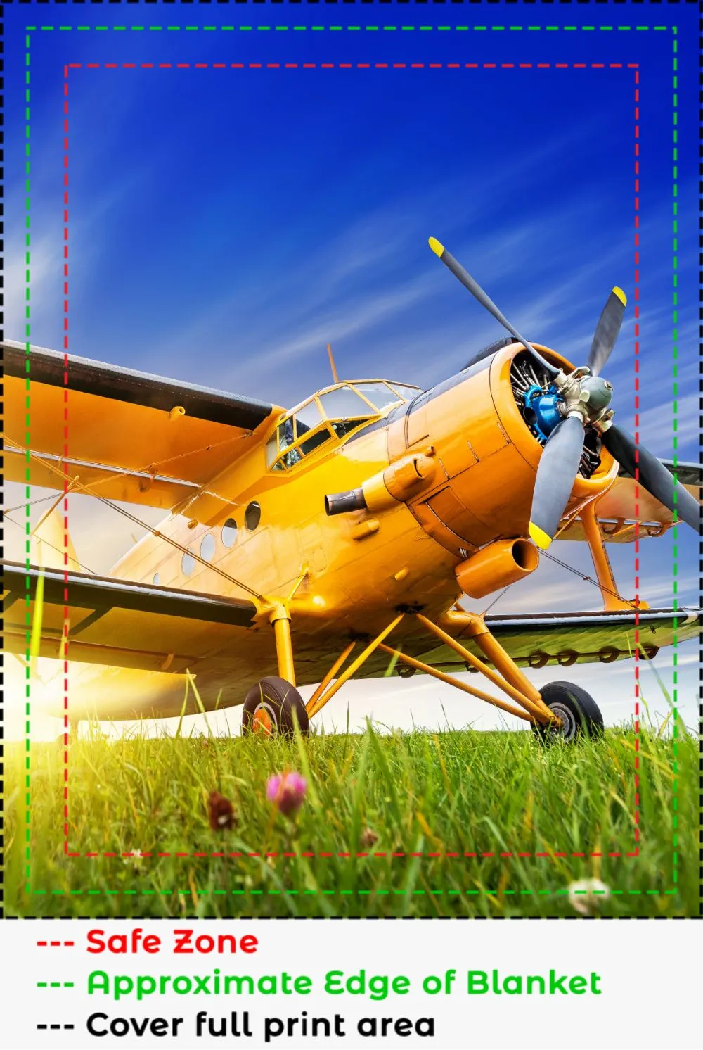 Yellow Biplane Sunset Blanket